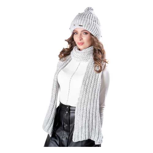 Комплект (шапка+шарф) женский Jagga 1368 серый ONE SIZE в Black Star Wear